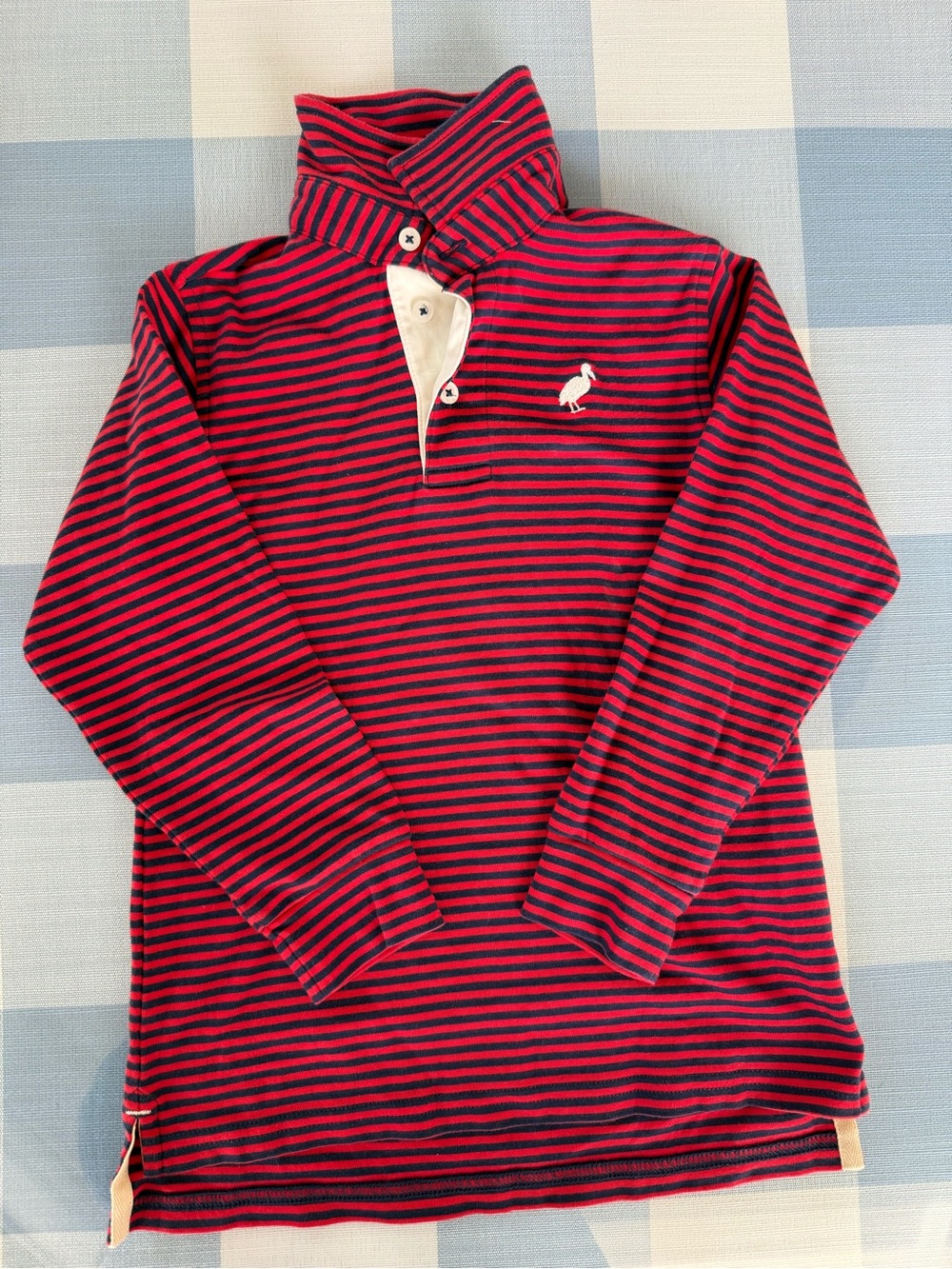 The Beaufort Bonnet Company Red & Navy Striped Long-Sleeve Rugby Shirt size 6